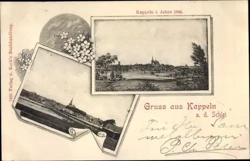 Ak Kappeln an der Schlei, Stadtansicht im Jahr 1845