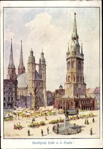 Künstler Ak  WessnerCollenbey, A., Halle an der Saale, Marktplatz