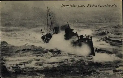 Ak Deutsches Kriegsschiff, Hochseetorpedoboot, Sturmfahrt