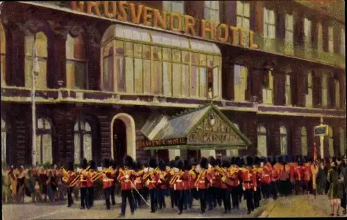 Ak London City England, Band and company of His Majesty's guards, Grosvenor Hotel