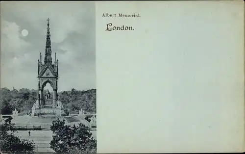 Mondschein Ak London City England, Albert Memorial