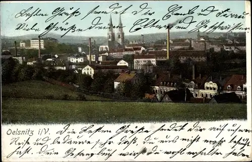 Ak Oelsnitz im Vogtland, Teilansicht von der Stadt