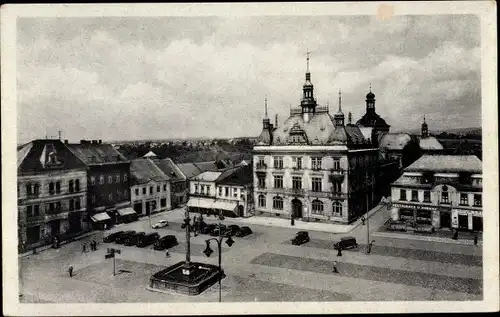 Ak Turnov Turnau Region Reichenberg, Marktplatz, Rathaus