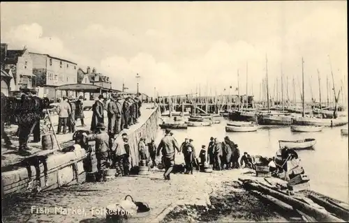 Ak Folkestone Kent South East England, Fish Market