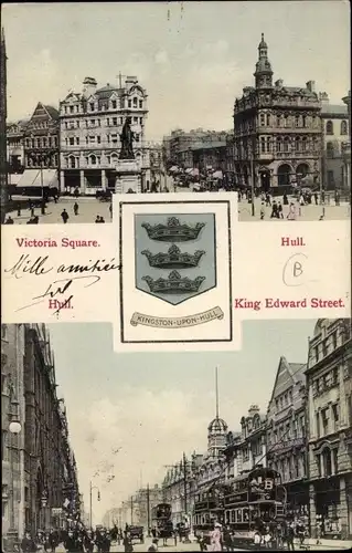 Ak Kingston upon Hull Yorkshire, Victoria Square, King Edward Street