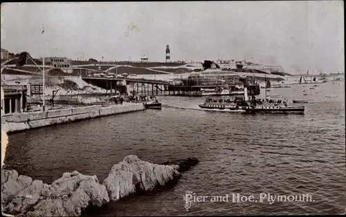 Ak Plymouth South West England, Pier and Hoe