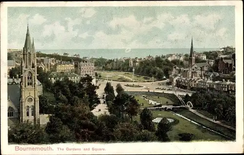 Ak Bournemouth Dorset South West England, The Gardens and Square