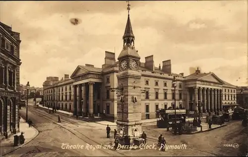 Ak Plymouth Devon South West England, Theatre Royal and Derry's Clock