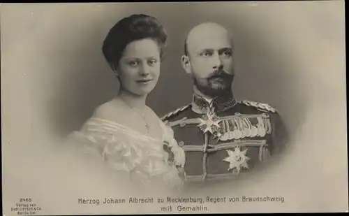 Ak Herzog Johann Albrecht zu Mecklenburg, Regent von Braunschweig mit Gemahlin, Liersch 2465