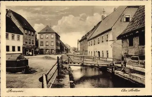 Ak Roßwein in Sachsen, Straßenpartie am Stollen