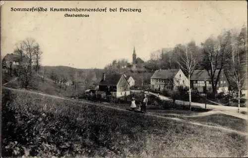 Ak Krummenhennersdorf Halsbrücke in Sachsen, Grabentour, Blick auf den Ort