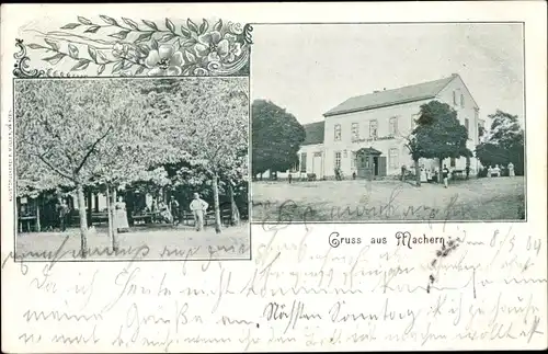 Ak Machern in Sachsen, Gasthof, Gartenpartie