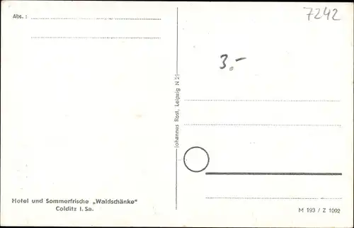 Künstler Ak Colditz in Sachsen, Hotel Waldschänke