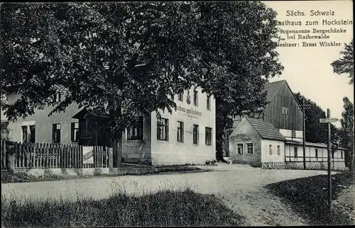 Ak Rathewalde Hohnstein Sächsische Schweiz, Gasthaus zum Hockstein, Bergschänke