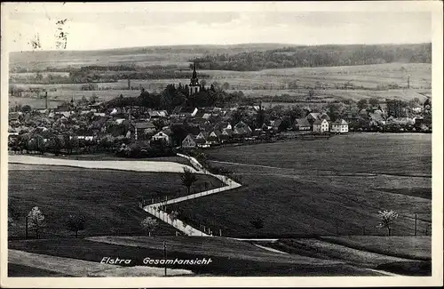 Ak Elstra Oberlausitz Sachsen, Totalansicht der Ortschaft mit Umgebung