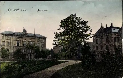 Ak Limbach Oberfrohna in Sachsen, Promenade