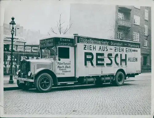 Foto Hamburg Eimsbüttel Rotherbaum, Umzugslaster Fa. Max H. J. Resch, Grindelberg 82