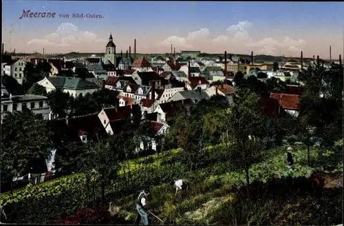 Ak Meerane in Sachsen, Stadtbild von Süden