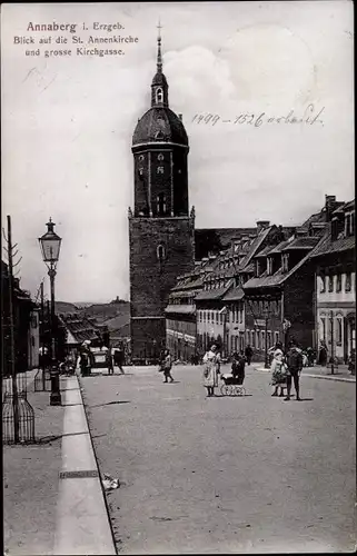 Ak Annaberg Buchholz Erzgebirge, St Annenkirche, Gasse