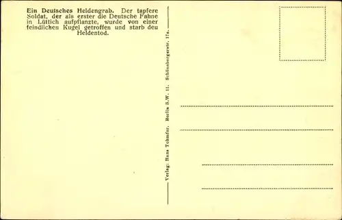 Ak Soldaten an einem Soldatengrab, Heldengrab in Lüttich, I WK