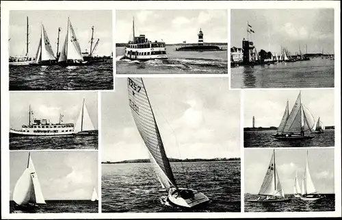 Ak Kiel in Schleswig Holstein, Leuchtturm, Kitzeberg Dampfer, Segelboot