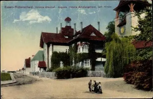 Ak Rüttenscheid Essen Ruhrgebiet, Kolonie Altenhof, August Viktoria Erholungsheim, Kirche