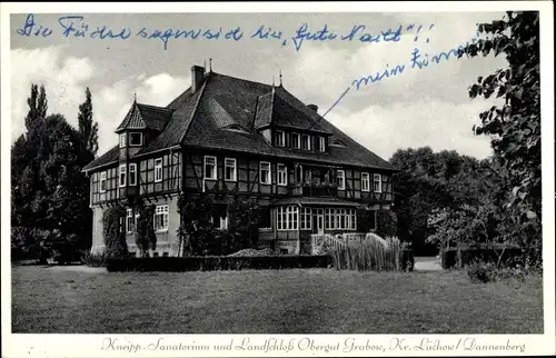Ak Grabow Lüchow im Wendland, Kneipp-Sanatorium und Landschloss Obergut Grabow