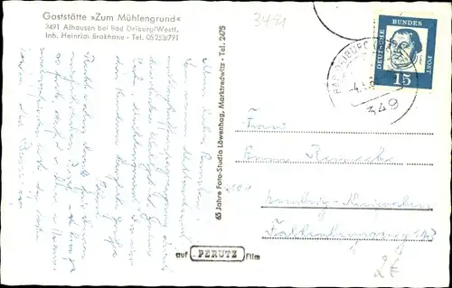 Ak Alhausen Bad Driburg in Westfalen, Gaststätte Zum Mühlengrund