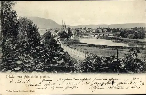 Ak Höxter an der Weser, Ort von Felsenkeller gesehen