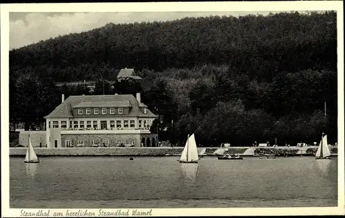 Ak Wamel Möhnesee Nordrhein Westfalen, Strandhof, Segelpartie