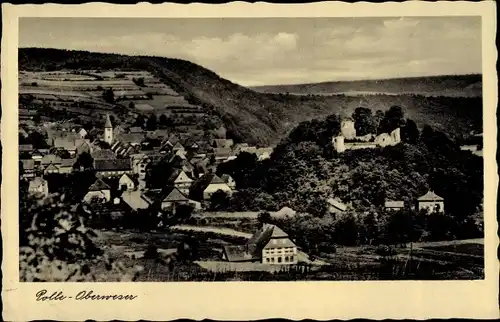 Ak Polle an der Weser, Teilansicht mit Ruine