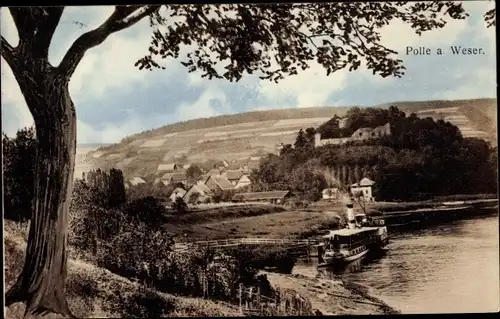 Ak Polle an der Weser, Salondampfer Kaiser Wilhelm, Burgruine