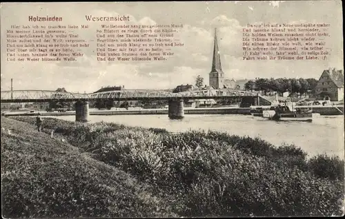 Gedicht Ak Holzminden, Weseransicht, Hier hab ich so manches liebe Mal..