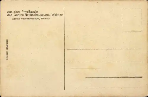 Ak Weimar in Thüringen, Physiksaal des Goethe Nationalmuseums