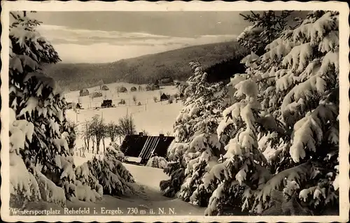 Ak Rehefeld Zaunhaus Altenberg im Erzgebirge, Wintersportplatz