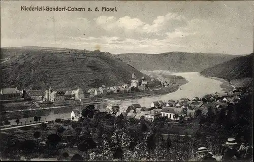 Ak Niederfell Gondorf Cobern  an der Mosel, Panorama, Vogelschau