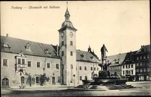 Ak Freiberg in Sachsen, Obermarkt, Rathaus