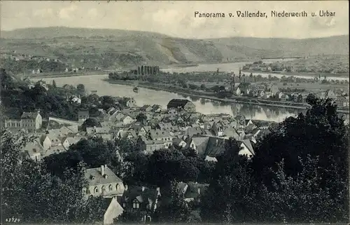 Ak Vallendar am Rhein, Vogelschau, Niederwerth, Urbar