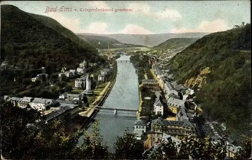 Ak Bad Ems an der Lahn, Vogelschau, Panorama