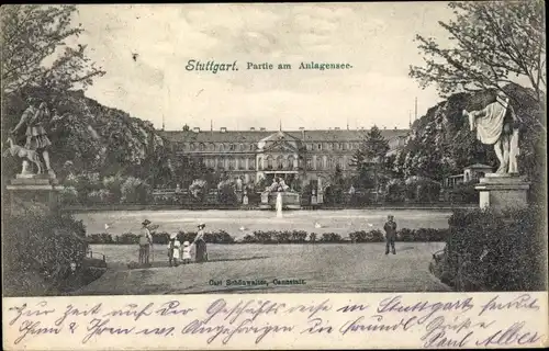 Ak Stuttgart am Neckar, Anlagensee, Schloss