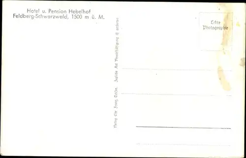 Ak Feldberg im Schwarzwald, Hotel Hebelhof