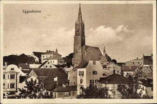 Ak Eggenfelden in Niederbayern, Teilansicht, Kirche
