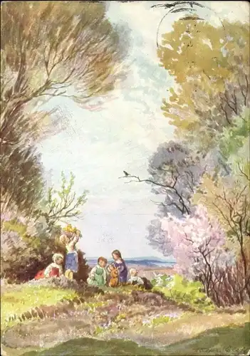 Künstler Ak Kinder auf einer Lichtung