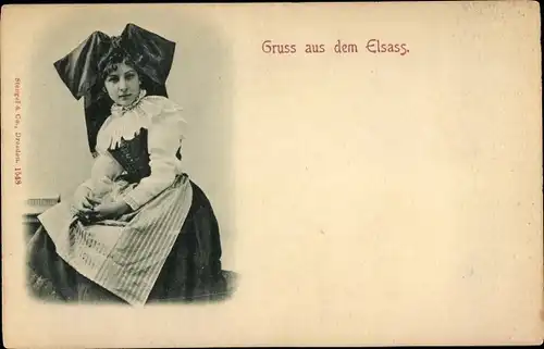 Ak Elsässerin in Volkstracht