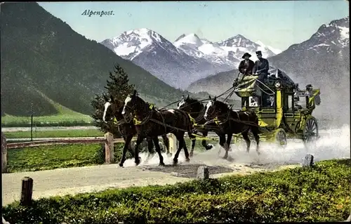 Ak Schweiz, Alpenpost, Postkutsche