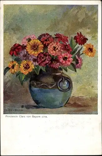 Künstler Ak Prinzessin Clara von Bayern, Blumenvase mit Blumenstrauß
