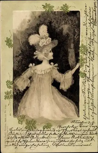 Litho Elegante Dame mit Hut, Portrait