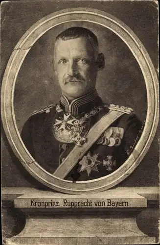 Passepartout Ak Kronprinz Rupprecht von Bayern, Portrait