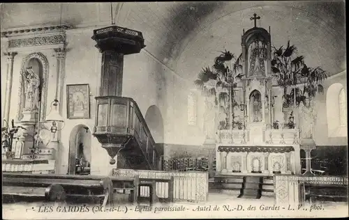 Ak Les Gardes Maine et Loire, Eglise paroissiale, Autel de Notre Dame des Gardes