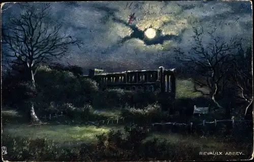 Künstler Ak Rievaulx Yorkshire, Abbey, Nachtansicht, Tuck 7297